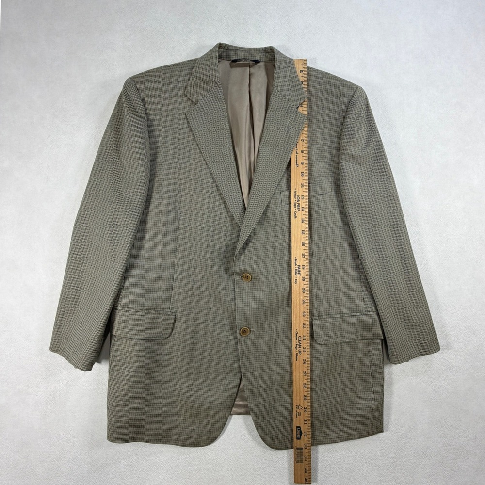 Brooks Brothers Mens 46R Blazer Made in Italy Worsted Wool Check Tan Sport Coat - Picture 8 of 16